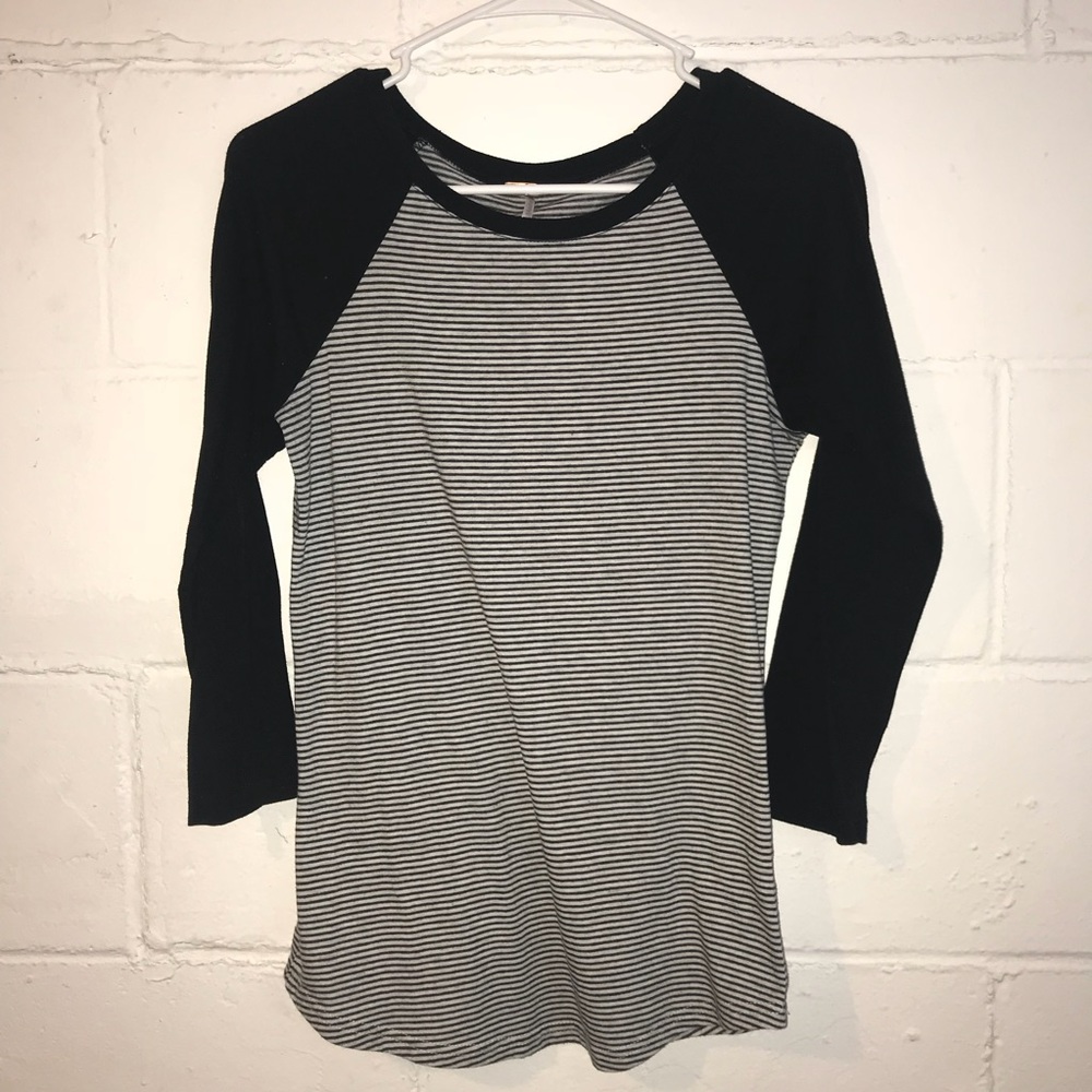 Black and White Striped Baseball Tee